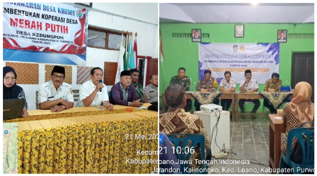 PEMBENTUKAN KOPERASI MERAH PUTIH BERLANJUT DI DESA KEDUNGPOH DAN KALINONGKO